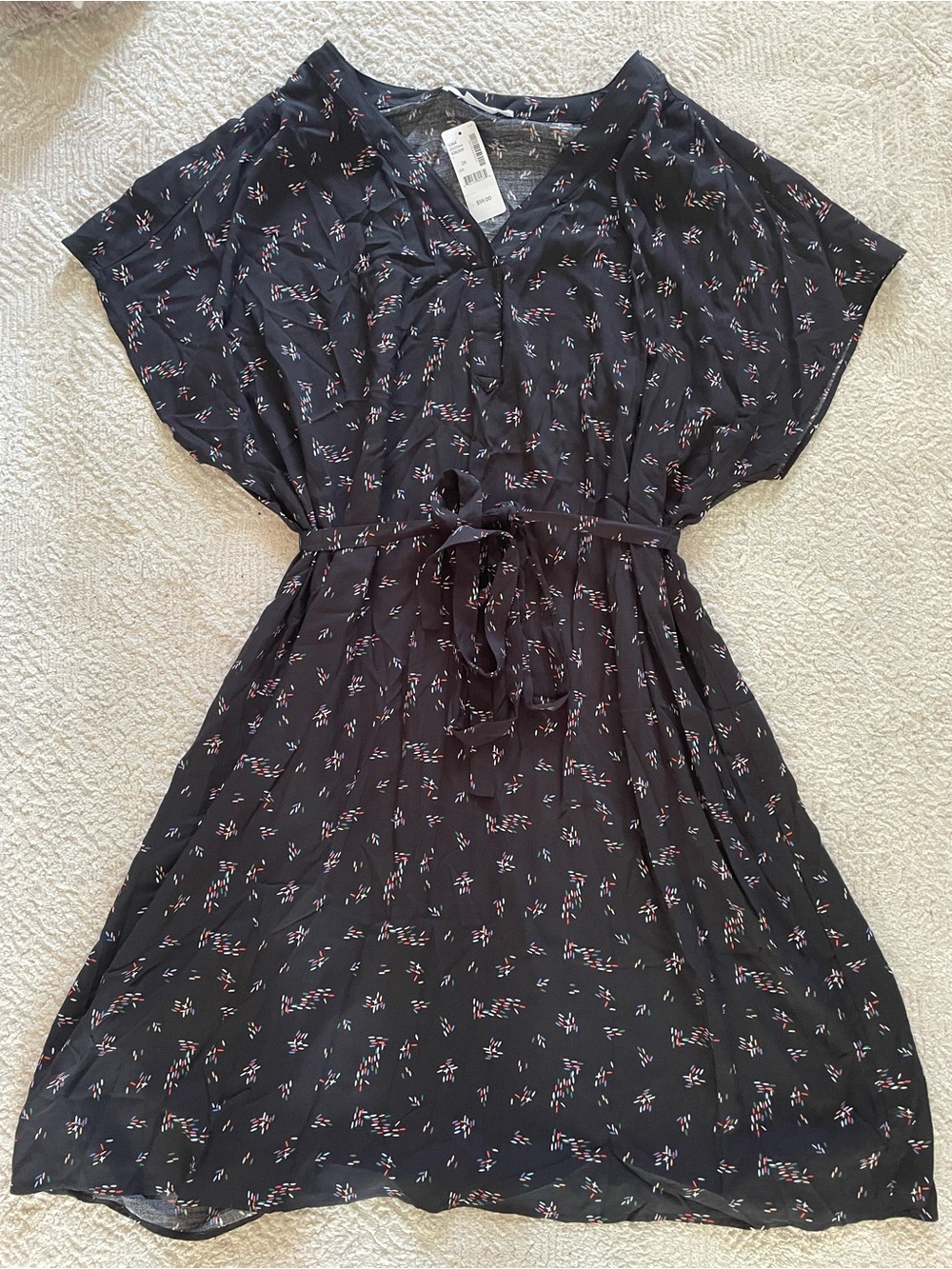 NWT Black Tie-Waist knee length Dress